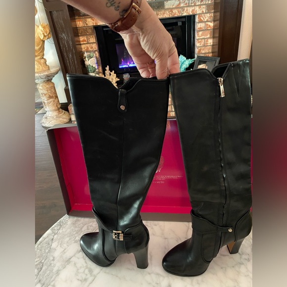 Vince Camuto Leather high heel tall black boot size 8 1/2*** hardly worn - Picture 2 of 3